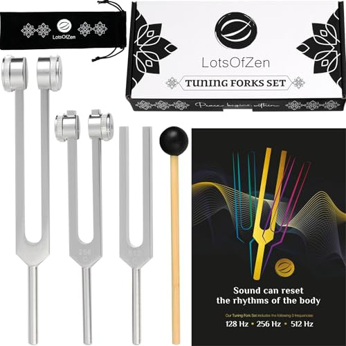 Tuning Forks for Healing (128Hz, 256Hz, 512Hz) - Body Weighted Tuning Forks Medical for Chakra Healing - Ideal Spiritual Gift for Women - Tuning Fork Set Frequency Healing Devices