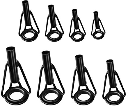 KINBOM 8 Stück Rutenspitzen Reparaturset, Edelstahl Ersatz Rutenspitzen Führungsringe Angelrute Reparatur kit Keramik Führungsringe für Angelruten für Süßwasser Salzwasserruten (Schwarz)