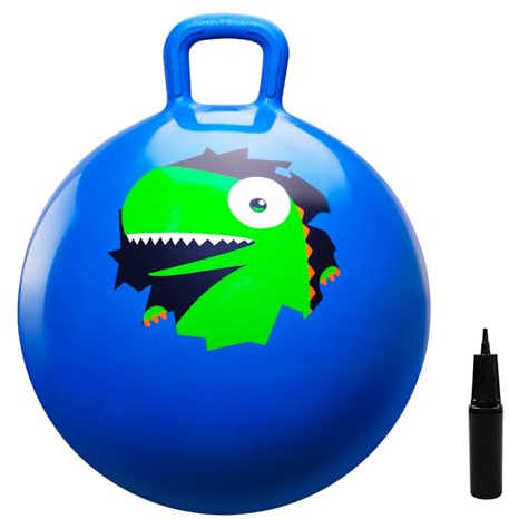 U&C Planet 45 cm Pelotas Saltarinas para Niños 3-8 con Bomba Dino Azul | Ideal Interior y Exterior, Desarrolla Equilibrio y Coordinación, Regalo Niños Niñas para Navidad y Cumpleaños