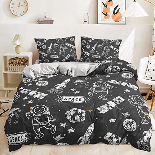 Lunoroey Space Duvet Cover Set King Size Kids Bedding Set | Kids Bedding, Ourter Space Universe Print bedding, Kids Bedroom Decor, Soft Quilt Cover, All Season Comforter Cover Set