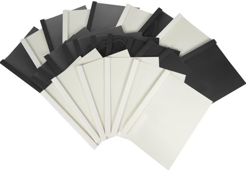 RAYSON Cubiertas térmicas de 6 mm, negro/blanco, encuaderna hasta 50 hojas A4, transparente, pack de 25
