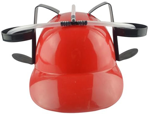 Beer Hat Drinking Hat Fun Drink Hat Safe Plsatic Drinking Helmet with Can Holder and Straw, Funny Hat for Beer Soda Party Football Games Novelty Gift Red Accessory