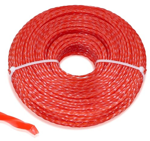 SWAWIS Filo Decespugliatore Filo Per Decespugliatore Professionale Filo Decespugliatore 3mm 75M Spiralato in Nylon Filo Tagliaerba, Rosso Foncé