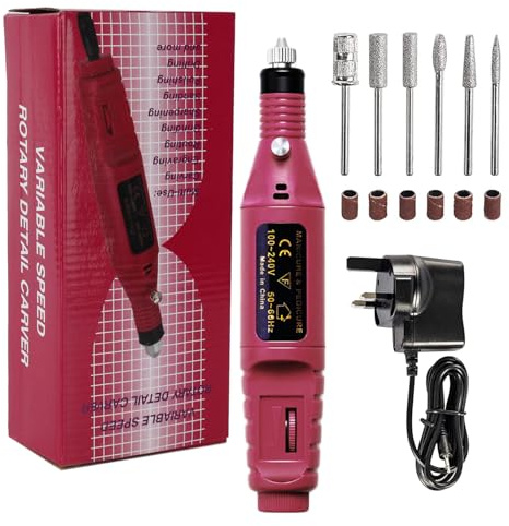 Electric Nail File for Thick Toe Nails Electric Nail Drill Portable Nail Files Professional Adjustable Speed with 6 Drill Bits Sanding Bands, Electric Manicure Pedicure Kit Nail Drill for Gel Nails
