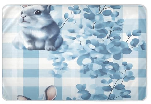 Tappetini per pannolini riutilizzabili extra large impermeabili lavabili per letto anti-labbra prodotti per la biancheria da letto per neonati e ragazze 132,1 x 86,4 cm Buffalo Plaid Coniglietto