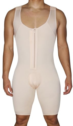 Fajas Shapewear Mono Reductoras Hombre Body Shaper Control de Abdomen y Piernas Compresión de Cuerpo Moldeadora Calzoncillos Pantalones Camiseta interior (FR/ES, Letras, S, Regular, Regular, Beige)