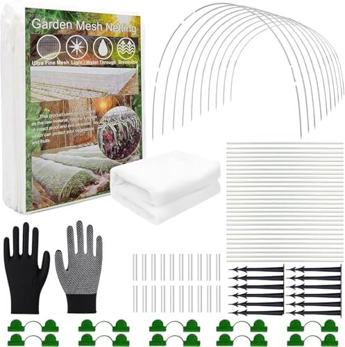 Tunnel pour plantes arches 3 x 10 m - Filet anti-insectes, tunnel en film pour lits surélevés, filet à légumes, jardin, filet de protection pour plantes, légumes, filet de jardin, filet anti-insectes