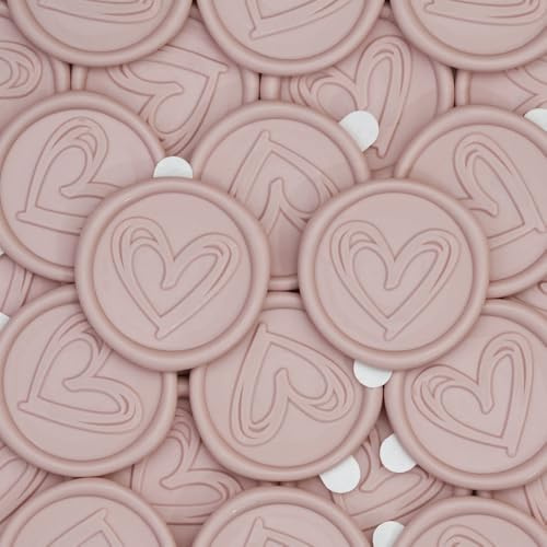 Poemluve 50 Pezzi Adesivi con Sigillo di Cera Sigillo Ceralacca Adesivo Cuore Vintage, Decorazione per Lettera, Busta, Inviti Di Matrimonio, Biglietti, Confezioni Regalo, Scrapbooking (Rosa Balletto)