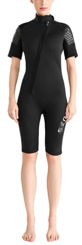 Combinaison Shorty en Néoprène de 3mm à Manches Courtes pour Homme et Femme, Fermeture éclair à l'avant, Adultes Combinaison Courte de Plongée pour Natation, Surf, Plongée avec Tuba, Kayak