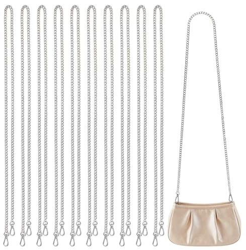 PH PandaHall 10 st platina väskkedjor, 47 tum crossbody kedja rem väska axel ersättningsremmar handtag väskor remmar förlängare med vridbara spännen för gör-det-själv handväskor crossbody väskor