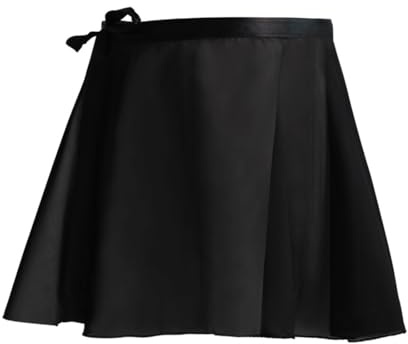 WUYJI Jupes de danse femme, 1 x jupe de danse classique tutu pour femme jupe de danse de ballet jupe portefeuille en mousseline de soie pour femmes filles danse et gymnastique (noir)