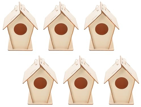 TOYANDONA Kit de Construction Nichoirs à Peindre pour Garçon et Filles – 6 Pièces en Bois Brut – Mini Maison D’oiseaux Ronde Petite Taille – Kit Bricolage Créatif Suspendu pour Jardin,