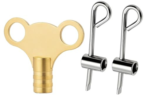 3Psc Solid Brass Radiator Bleed Key Set, UK Radiator Keys, Universal Radiator-Bleed Tool, Universal Radiator-Bleed Too, Radiator-Bleeding Keys for Home Heating Systems