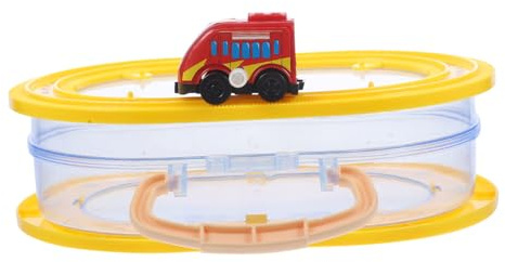 Parliky Mini Coche de Cuerda para Juguetes Caja Transparente de Almacenamiento, Modelo de Tren Rojo de Gran Capacidad para Organización y Transporte en Juegos de Simulación