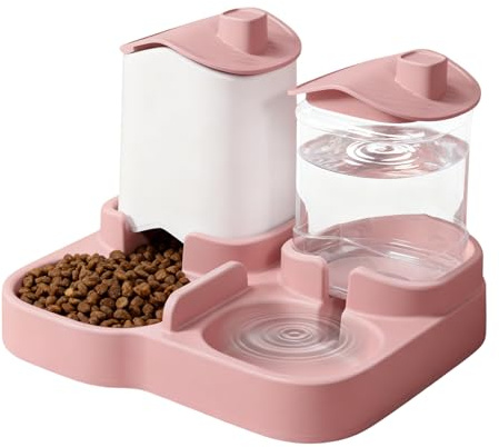 automático para Gatos y dispensador de Agua, estación a Prueba de derrames, Doble de alimentación para Mascotas con Disco bucal Flotante no húmedo, dispensador de Comida para Perros