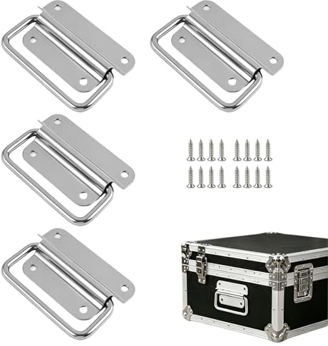 TFZZZDP 4PCS Poignées Pliante Traction D'acier Inoxydable, Poignée Porte Coulissante, Poignée de Caisse Pliante, Poignées Réglables pour Armoire, Boîte à Outils et Équipement Industriel