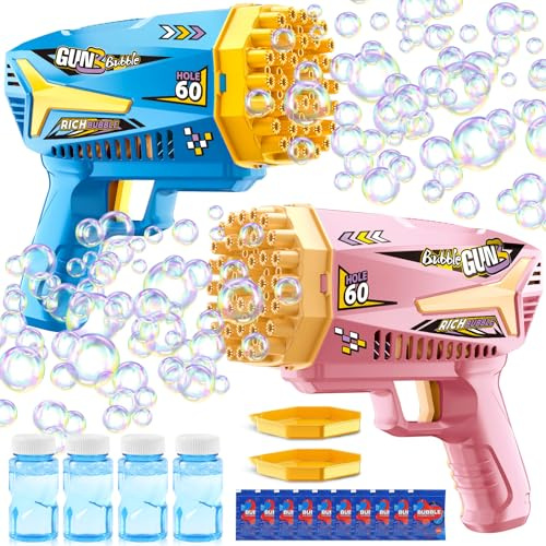 GRIRDDIV 2 Pistola de Burbujas para Niños, Pistola Pompas de Jabon, Maquina Pompas Jabon para Niños, Máquina de Burbujas para Regalos de Fiesta, Juguete de Verano, Actividad al Aire Libre