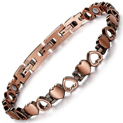 RainSo Reines Kupfer Magnetisches Gesundheitsbehandlung Armband Weibliche Arthritis Schmerzlinderung Liebes Design Mit Geschenkbox Verstellbar