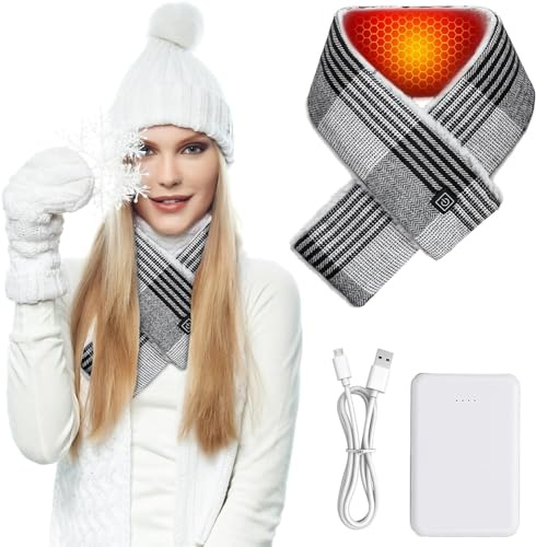 Bufanda térmica Victop con batería recargable de 5000mAh para el cuello, almohadilla térmica eléctrica con 3 niveles de calor para alivio del dolor, bufanda térmica para el cuello para hombres y