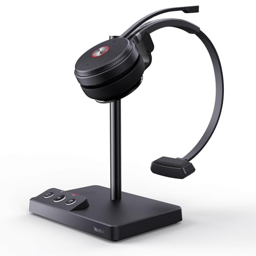 Yealink WH62 Mono UC DECT Wireless Headset 525 ft Range for Zoom Skype Certified Work Headset with 2X Noise Canceling Mic for IP Phone and Computer, Office Single On Ear Headphone,13 Talk Time
