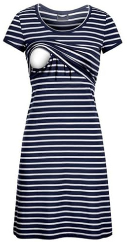 FGUUTYM Maternity Sleeve Striped Dress, Short O-Neck Summer Women's Maternity Dress, Festive Maternity Dress