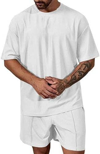 2-teiliges Trainingsanzug-Set für den Herbst, Jogginghosen-Set, Geburtstag, Herren, lässig, 2 Outfits, kurzärmelig, athletisch, Oversize-T-Shirts, Kordelzug-Trainingsanzug-Set, Damen-Trainingsanzug,