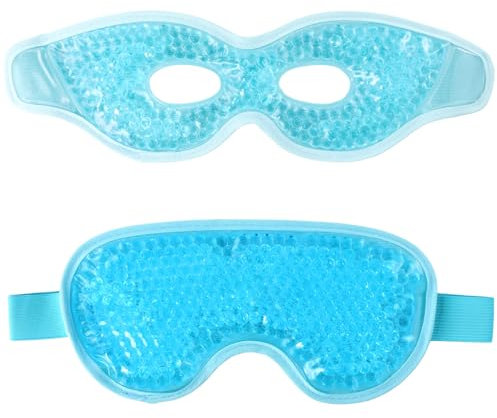 Lot de 2 masques rafraîchissants en gel pour les yeux - Bleu - Réutilisables - Pour homme et femme - Pour la thérapie par le chaud et le froid - Pour les yeux secs - Soulage la fatigue oculaire