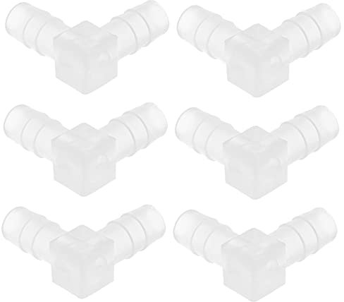 CIYODO Accesorios De Manguera De Codo 90 Grados para Jardín y Cocina, Conectores Plásticos De 8 Mm, 6 Piezas, Unión De Púas Resistentes y Ligeras para Agua
