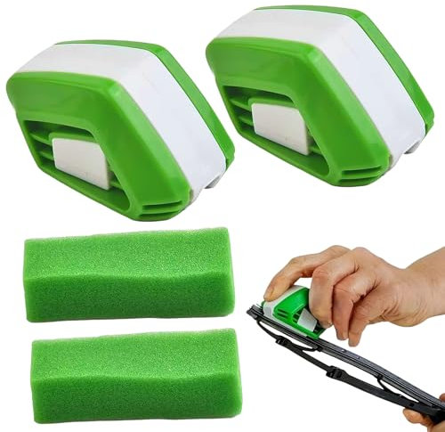 2 Stück Scheibenwischer Schneider inkl Schwamm,Autoschwamm,Scheibenwischer Abzieher mit Schwämme Reinigungstücher,Universell Wischblattschneider,Schwamm Auto,Alternative zu Ersatzwischblättern