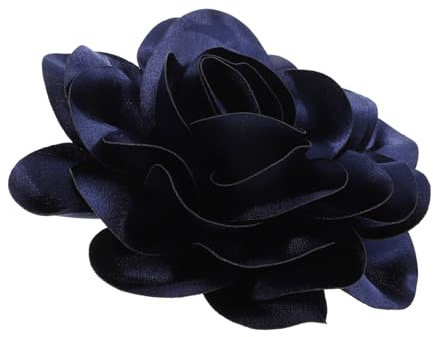 Gatuida Broche De Flor Grande Para Ropa Mujer, Broche Decorativo De Tela Satén, Pin De Solapa Flexible y Duradero, Accesorio Elegante Para Vestidos y Fiestas, Color Azul Marino 19 Cm