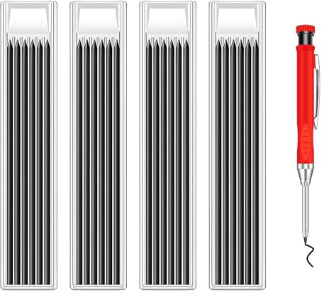 TASSFROO 24 Pièces Recharges de Crayons de Charpentier, 2.8mm Recharges de Graphite Crayons, Étanche et Solide Mine Crayon Chantier Menuisier Imperméables à L'eau pour Le Travail du Bois Construction