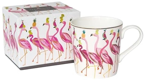 Sara Miller London Fabulosa taza de flamenco con detalles de oro de 22 quilates