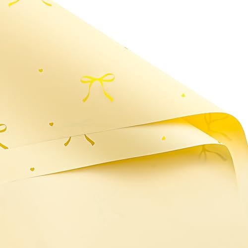 RUSPEPA 20 Hojas De Papel De Regalo Impermeable Para Flores, Envoltorio Para Ramos Con Lazo, Artículos De Floristería Para Cumpleaños Y Bodas. Manualidades Diy - Amarillo