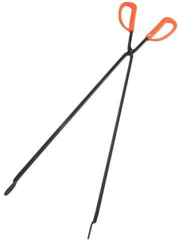 LALAFINA Charcoal Fire Tongs Briquette Pickers Garbage Clamp 60cm Red Plastic Flat Head for Barbecue Grilling and Household Waste Pickup