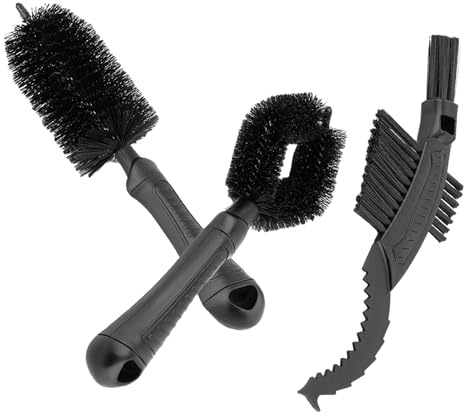 Brosse pour pneus de vélo – Kit de nettoyage de précision 3 pièces avec poils raides, kit d'entretien professionnel pour engrenages de chaîne de transmission de chaîne, produit ergonomique avec long