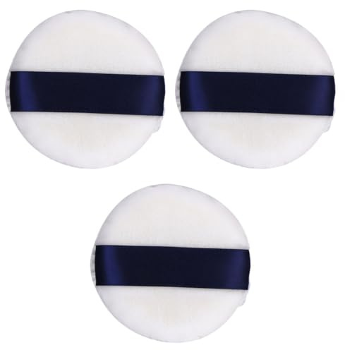 Zerodeko Borlas de Polvo 3 Piezas para Maquillaje Facial y Corporal, Esponja Esponjosa Lavable, Aplicador para Polvos Sueltos y Compactos, Uso Húmedo y Seco, Color Aleatorio