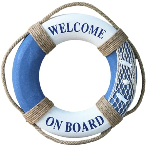 Flotadores de piscina, anillo salvavidas, estilo mediterráneo, anillo de natación de espuma colgante con cuerda perimetral, flotadores de piscina ligeros portátiles de 16 pulgadas para nadar, río