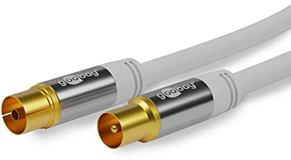 Goobay 70318 TV-Antennenkabel, Koax-Buchse auf Koax-Stecker, 4-fach geschirmt, 135 dB, vergoldet, weiß, (3,0m)