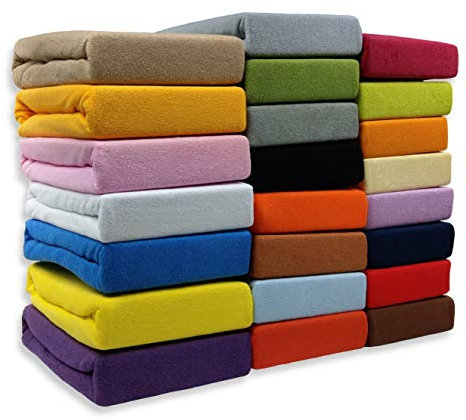 2er-Set SPANNBETTLAKEN Frottee Bettlaken Baumwolle Spannbetttuch Betttuch Doppelpack (Braun, 90-100 x 200 cm)