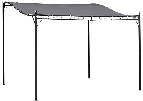 Outsunny 10' x 10' Steel Outdoor Pergola Gazebo, Patio Canopy with Weather-Resistant Fabric and Drainage Holes for Backyard, Deck, Garden, Gray