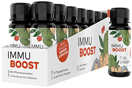 ImmuBoost Basic Shot - 14 Shots für das Immunsystem / 1 Tag 1 Shot/Immunkur durch Vitamin C, Zink, Ingwer & Magnesium/Immunsystem-Komplex Abwehrkräfte