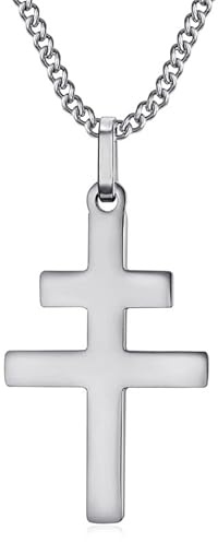 BOBIJOO Jewelry - Pendentif Croix de Lorraine 30mm Acier Inoxydable Argent