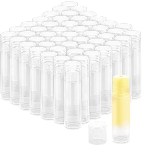 50 Pcs 5.5g Twist-up Lip Balm Tubes,Empty Plastic Lip Gloss Balm Containers Rotatable Deodorant Containers for DIY Homemade Lipsticks, Chapsticks and Homemade Solid Perfume,Clear