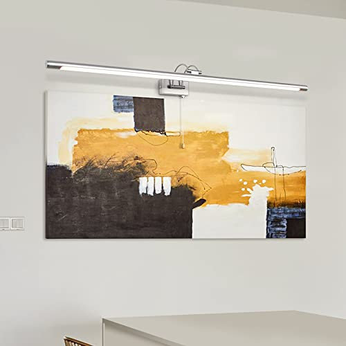 TYhogar LED Spiegelleuchte Badezimmer 90cm 16W, Badezimmer Spiegel-Leuchte, LED-Bilderleuchte mit Schwenkbarem Lampenkopf und Zugschalter, Wandleuchte Arc Arm IP44 Spiegel Beleuchtung Lampe