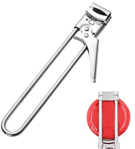 PSOWQ Apribottiglie Regolabile, Apribarattoli Apriscatole Manuale in Acciaio Inossidabile Apriscatole Manuale per barattoli di marmellata in Argento per Anziani Apriscatole Sicurezza artrite Gadget