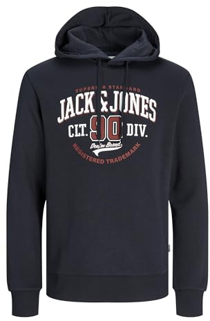 Jack & Jones Sudadera con Capucha para, Azul Marino, S
