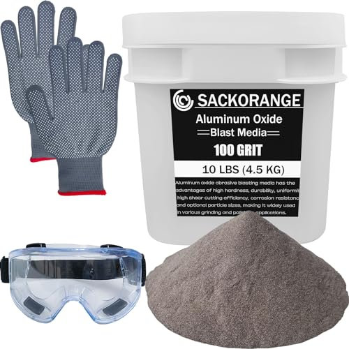 Mezzi di sabbiatura in ossido di alluminio medio da 4,5 kg, grana #100, supporti di sabbiatura di alta qualità a lunga durata, sabbia sabbiatrice ad alta forza abrasiva per metallo, sabbiatrici,