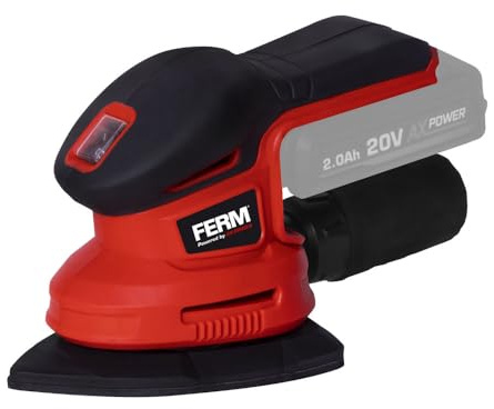 FERM AX-Power - Levigatrice a delta a batteria - 280 W - Velocità variabile - 6 fogli abrasivi - Adattatore aspirapolvere - Softgrip - Per legno e metallo - Senza batteria e caricatore