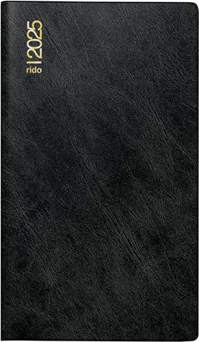 rido/idé Taschenkalender Mod. Miniplaner d 15 2025 | A6, Kunststoff, schwarz