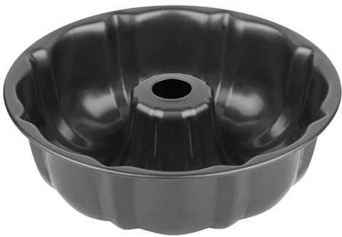 Novery 9.5 Non-stick Cake Pan, Heavy Duty Carbon Steel Fluted Tube Round Baking Pan,Buntz Pound Cake Pan Mold,Tube Bakeware,Baking Mold for Jello,Gelatin,Chocoflan,Flan